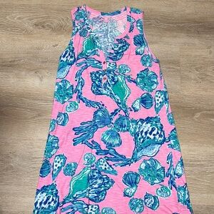Lilly Pulitzer Essie dress in Pink Pout Barefoot Princess size large EUC